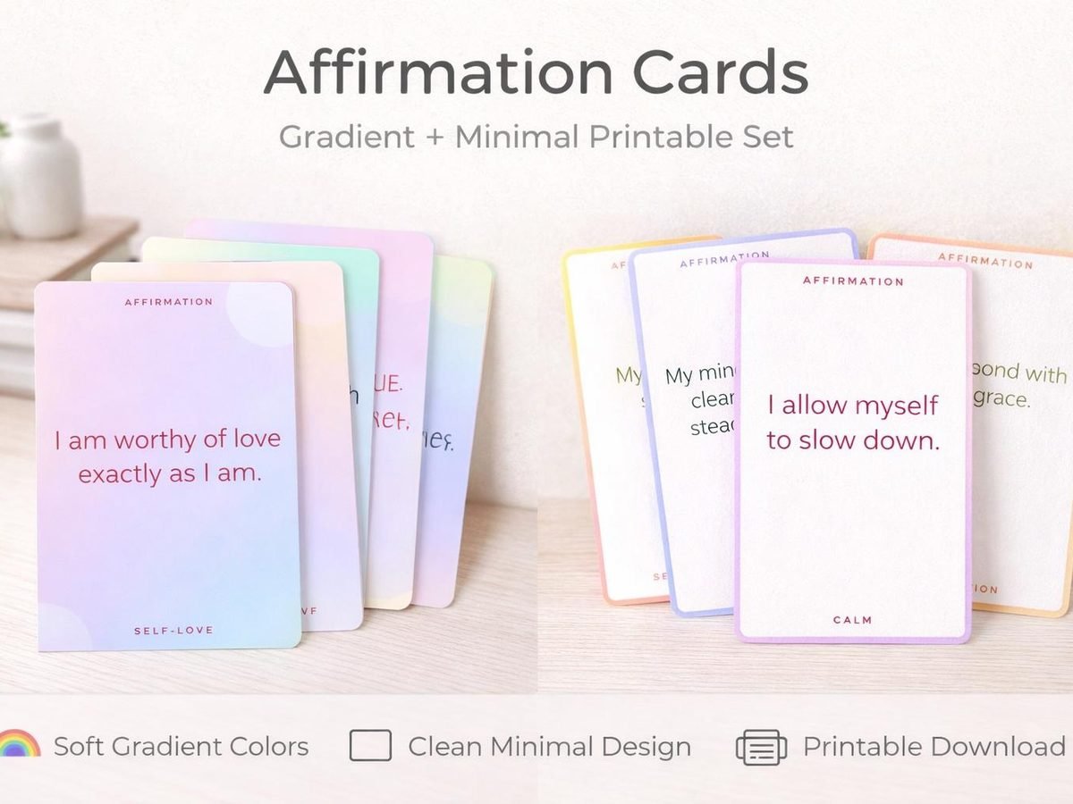 Printable positive affirmation cards