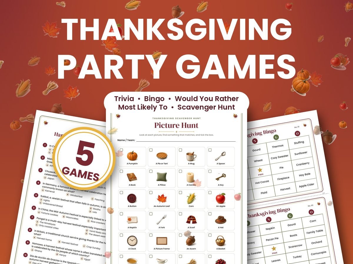 Thanksgiving party games bundle pages